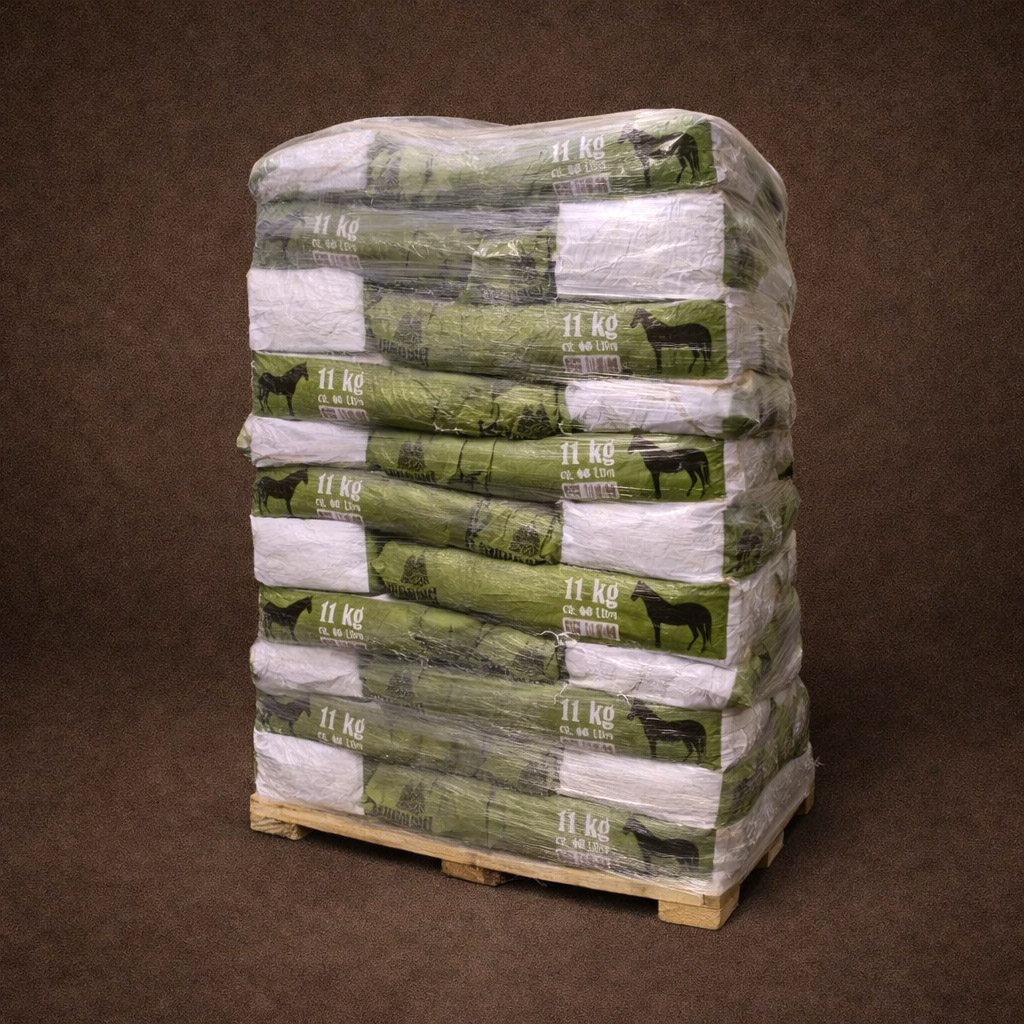 Thannwald Waldboden-Nachstreu</br>für Pferde und Großtiere</br>33 x 11kg-Säcke auf Palette